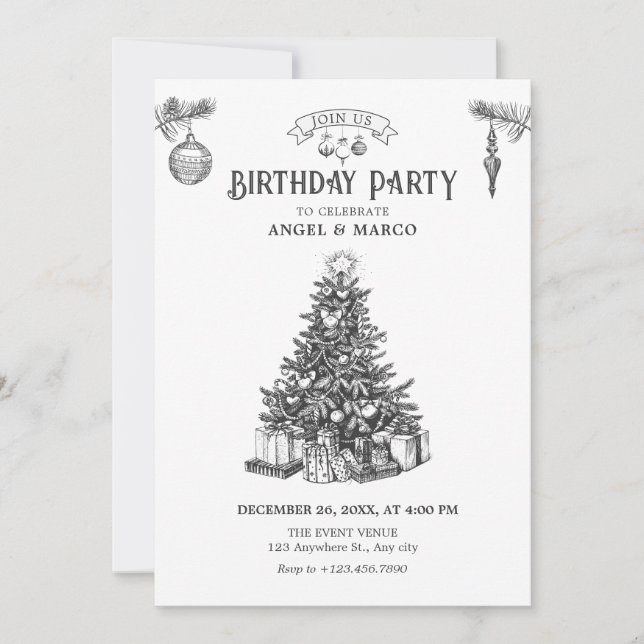 Invitation sapin de Noël  (Devant)