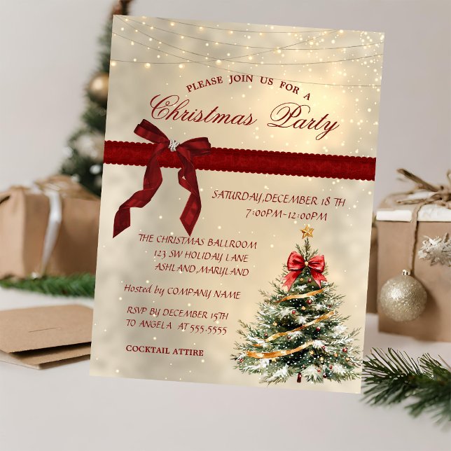 Invitation Sapin de Noël à ruban pour fête de entreprise  (Créateur téléchargé)