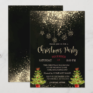 Invitation Sapin de Noël, Boules Soirée de Noël de l'entrepri