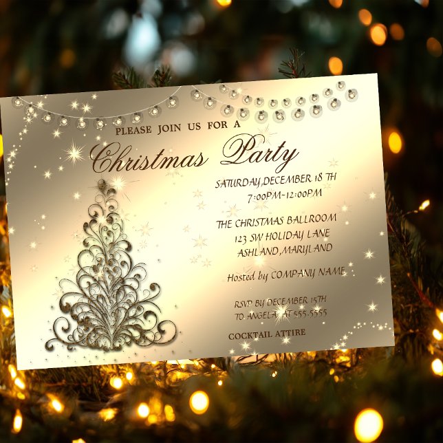 Invitation Sapin de Noël, Brillant, Soirée de Noël d'entrepri (Créateur téléchargé)