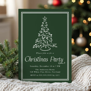 Invitation Sapin de Noël Classique Vert de Fête de Parti