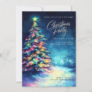 Invitation Sapin de Noël couleur bleu marine Arbre de Noël co