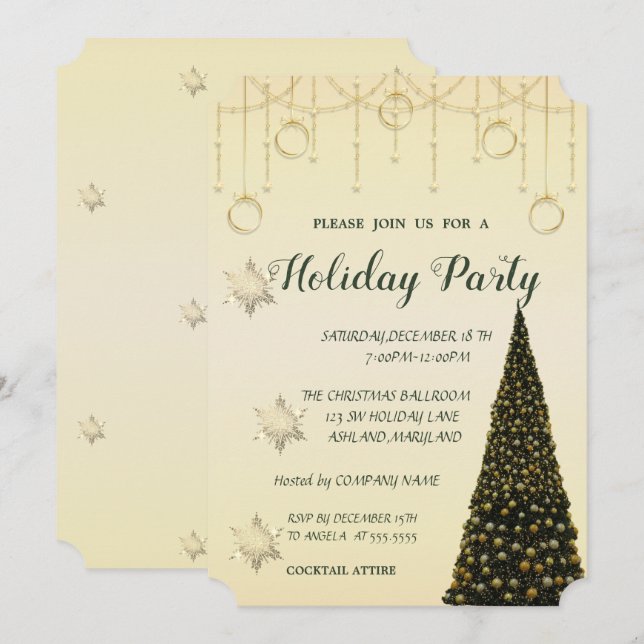 Invitation Sapin de Noël, Décorations, Fête de fin d'année de (Devant / Derrière)