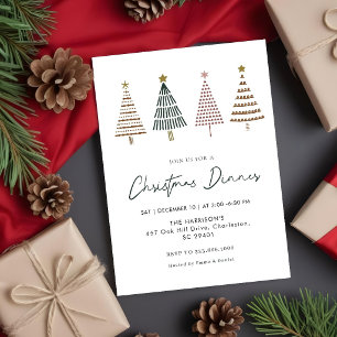Invitation sapin de Noël dessiné à la main Dîner de fêtes de