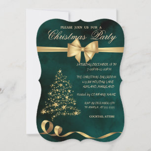 Invitation Sapin de Noël élégant, Arc, Fête de Noël verte