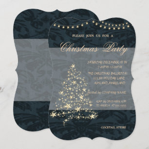 Invitation Sapin de Noël élégant, Damassé, Fête de Noël