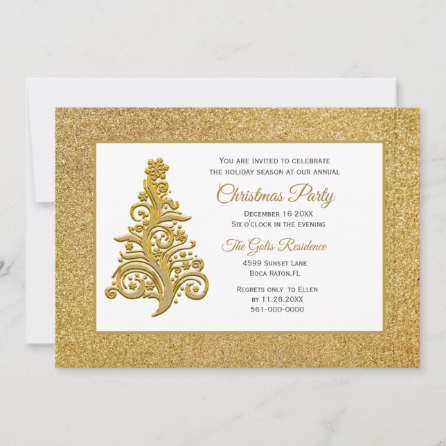 Invitation Sapin de Noël Élégant Fête de Fêtes (Devant)