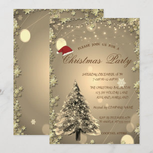 Invitation Sapin de Noël, Étoiles, Père Noël Fête de Noël d'e