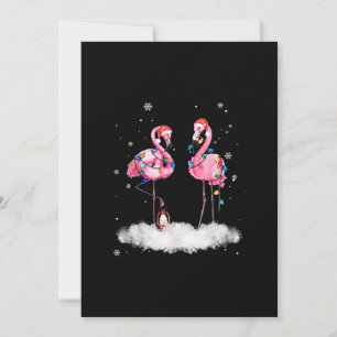 Invitation Sapin de Noël Flamant Rose Chapeau de Père Noël Lu