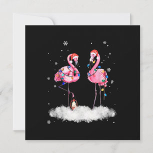 Invitation Sapin de Noël Flamant Rose Chapeau de Père Noël Lu