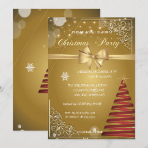Invitation Sapin de Noël, Nœud Doré, Fête de Noël d'Entrepris