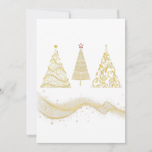 Invitation sapin de Noël or saisonnier