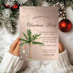 Invitation Sapin de Noël Palmier, Paillettes, Lumières, Fête