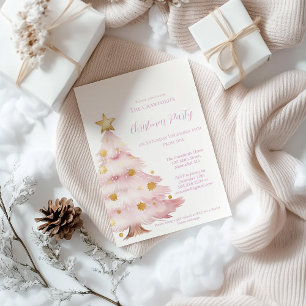 Invitation Sapin de Noël rose