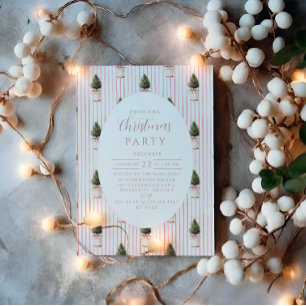 Invitation Sapin de Noël Strié de Rose