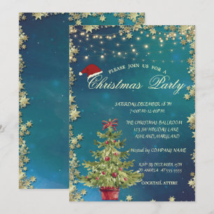 Invitation Sapin de Noël Stylis,Étoiles Société de Noël