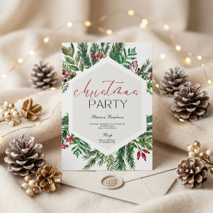 Invitation sapin flocon de neige moderne bleu marine Noël fêt