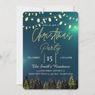 Invitation Sapins aquarelle Hiver,Lampes