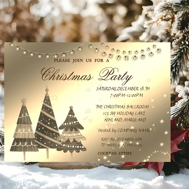 Invitation Sapins de Noël, Réception de Noël d'entreprise (Créateur téléchargé)