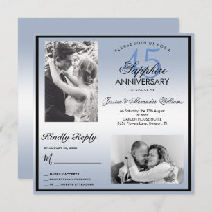Invitation Sapphire 45e anniversaire du Mariage Double photo