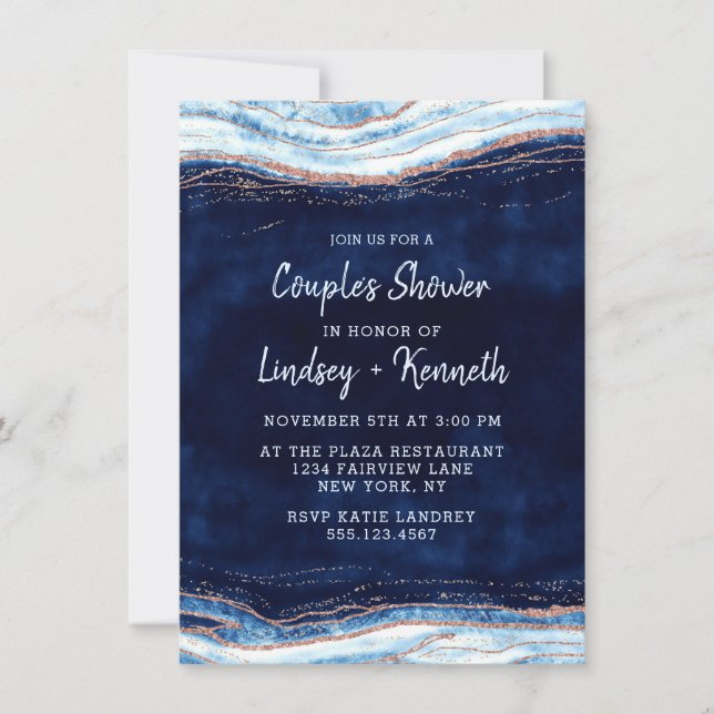 Invitation Sapphire Blue Geode Slice Couple Wedding shower (Devant)
