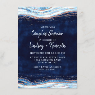 Invitation Sapphire Blue Geode Slice Couple Wedding shower