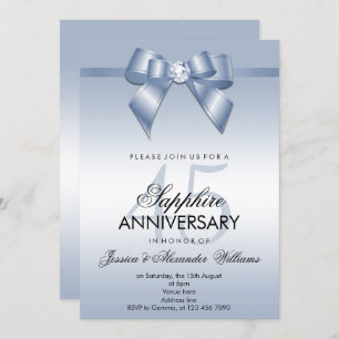 Invitation Sapphire Bow & Ribbon 45e anniversaire de Mariage