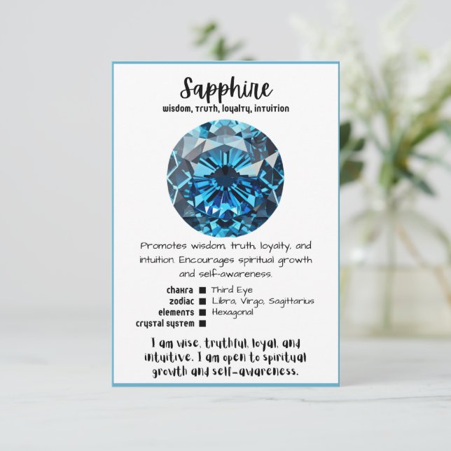 Invitation Sapphire Crystal Signification Card (Debout devant)