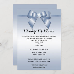 Invitation Sapphire Gem Bow & Ribbon Changement De Plan