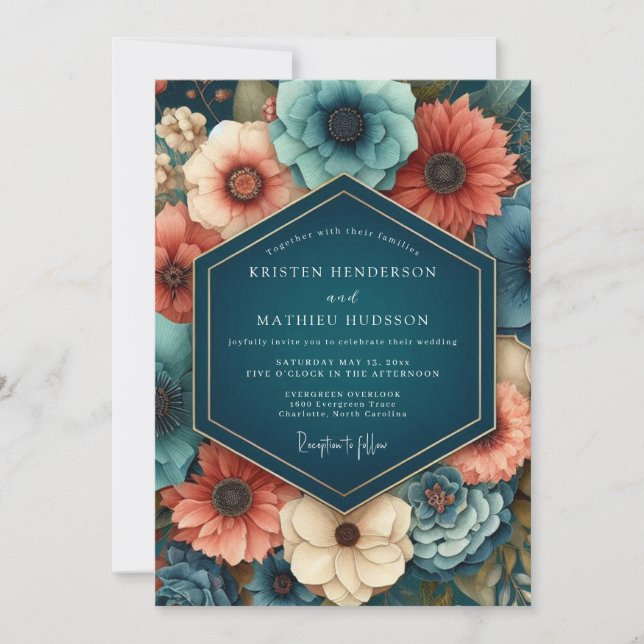 Invitation Sapphire Paprika Dramatic Wedding (Devant)