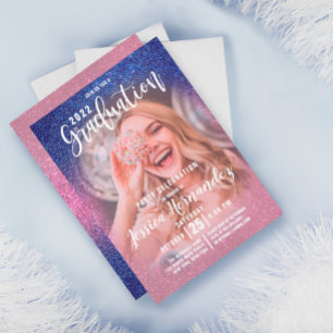 Invitation Sapphire rose Triple Parties scintillant Photo Gra