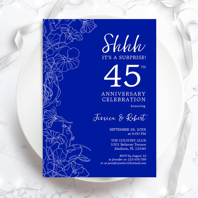 Invitation Sapphire White Surprise 45e anniversaire (Créateur téléchargé)