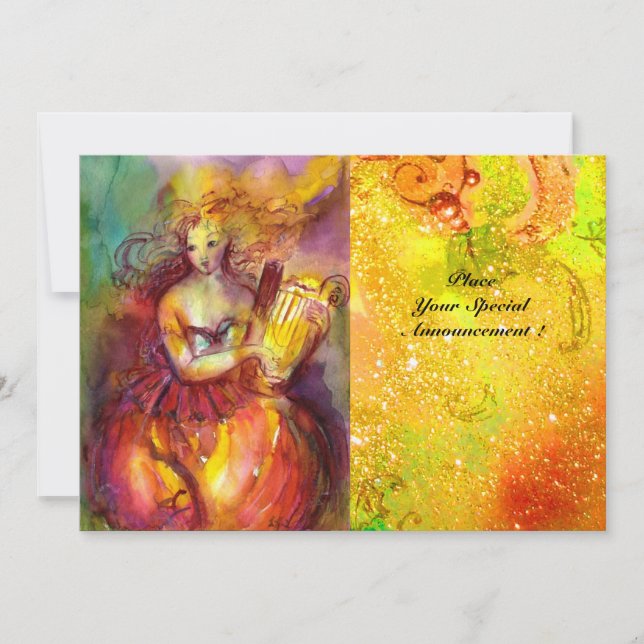 Invitation SAPPHO ,DANSE ,MUSIQUE ET POÉSIE, Paillettes dorée (Devant)