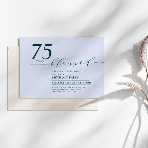 Invitation Sarcelle & Bleu 75 Ans Aimé Fête d'anniversaire