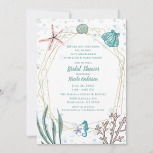 Invitation Sarcelle et Rose sous l'Océan Réception de Mariage