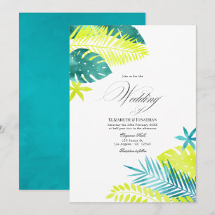 Invitation Sarcelle - Mariage Tropical Turquoise et Citron