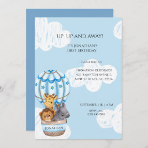 Invitation Sarfari Animal Hot Air Balloon Garçons Premier Ann