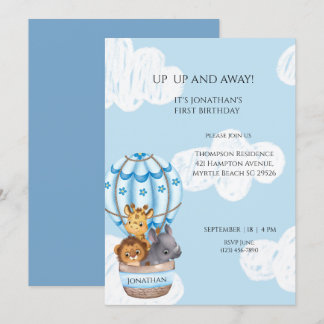 Invitation Sarfari Animal Hot Air Balloon Garçons Premier Ann