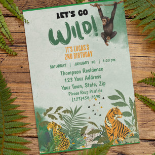 Invitation Sarfari Jungle Animaux fête d'anniversaire