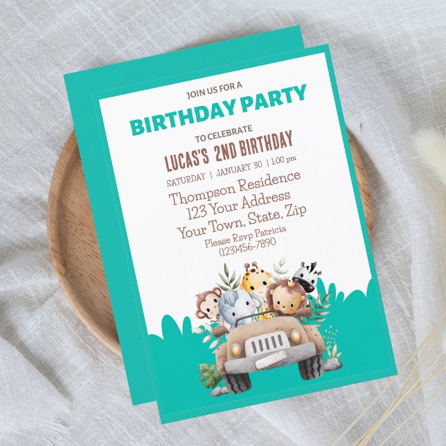 Invitation Sarfari Jungle Animaux fête d'anniversaire (Créateur téléchargé)