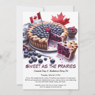 Invitation Saskatoon Berry Pie Aquarelle Design Fête du Canad