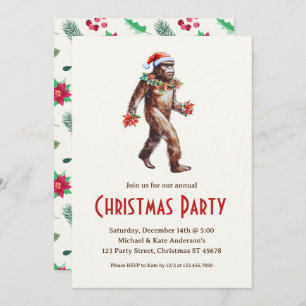 Invitation Sasquatch Big Foot à la fête de Noël du chapeau de