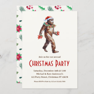 Invitation Sasquatch Big Foot à la fête de Noël du chapeau de