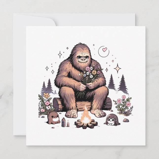 Invitation Sasquatch Holding Flowers (Devant)