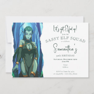 Invitation Sassy Elf Squad Adulte Fête Noël Anniversaire