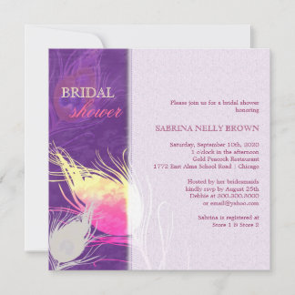 Invitation Sassy Peacock Feather Fête des mariées Silhouette