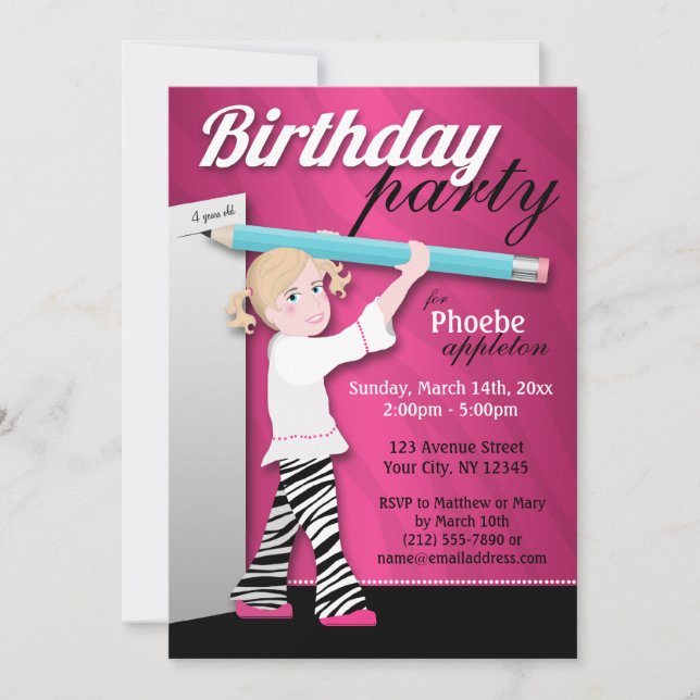 Invitation Sassy Zebra Print Girl Anniversaire Fête Invitatio (Devant)