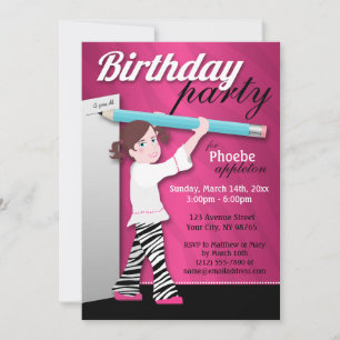 Invitation Sassy Zebra Print Girl Anniversaire Fête Invitatio