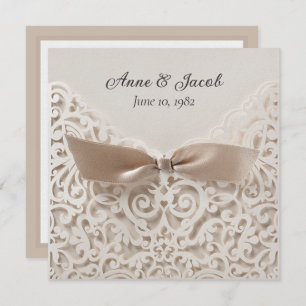Invitation Satin Bow Sur Dentelle Mariage Vow Renewal