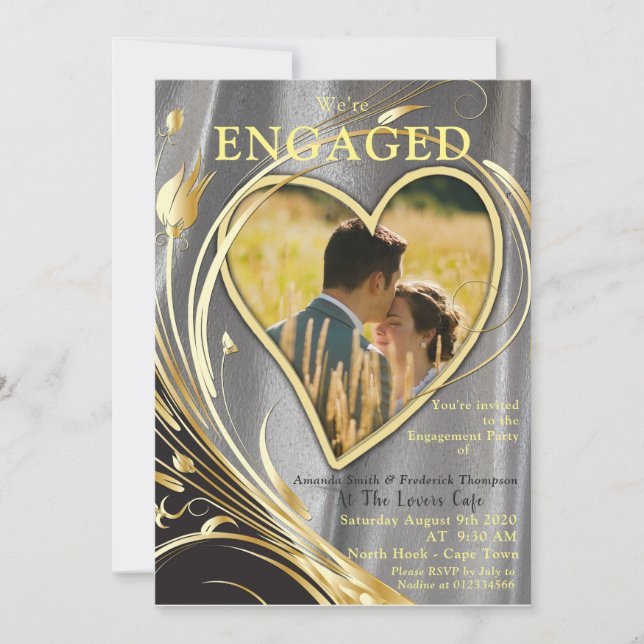 Invitation Satin d'argent et Splendor fleur (Devant)